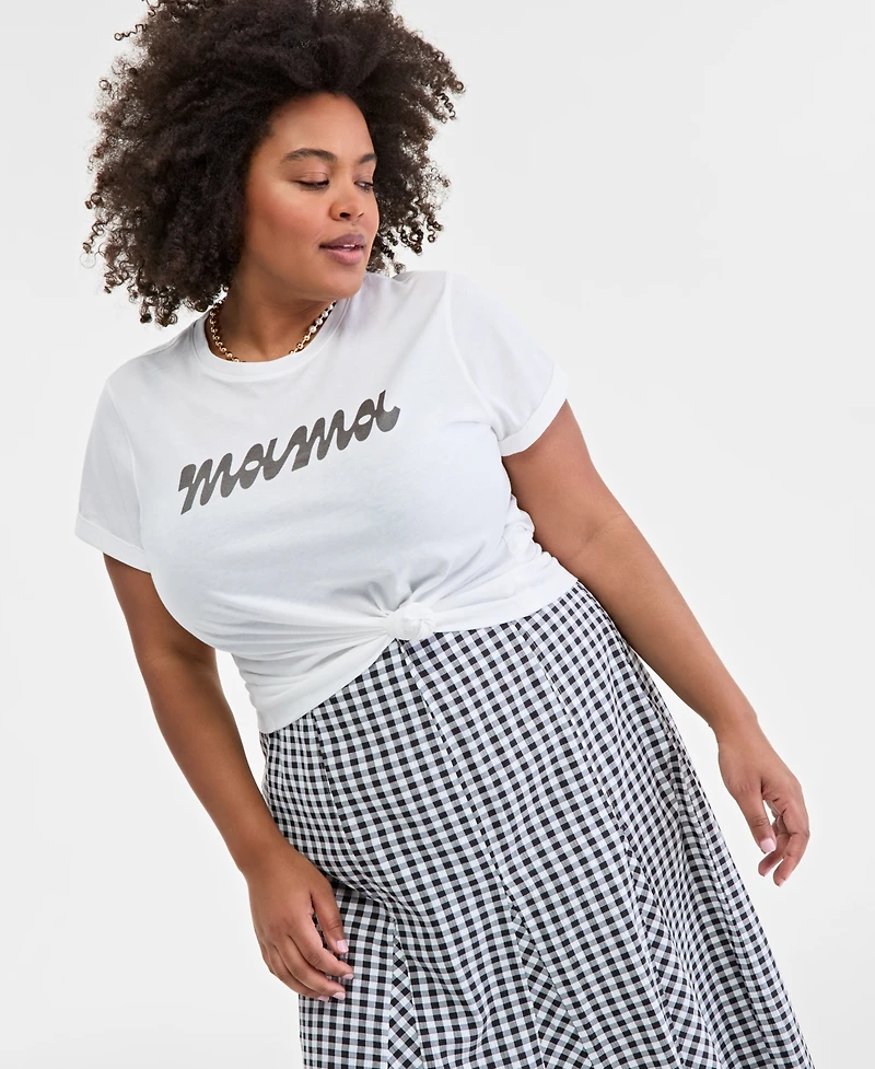 On 34th Plus Size Mama Graphic Knit Short-Sleeve Top, Exclusively at Macy's