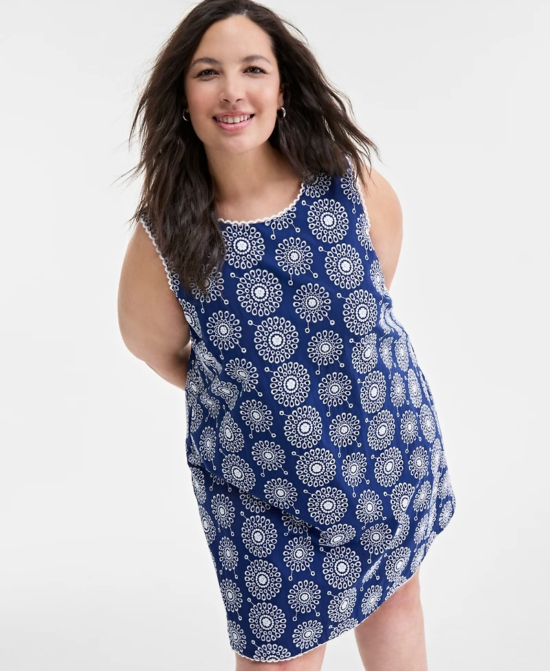 On 34th Trendy Plus Size Eyelet Shift Dress, Exclusively at Macy's