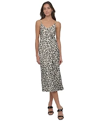 Dkny Jeans Women's Animal-Print Washed Satin Slipdress