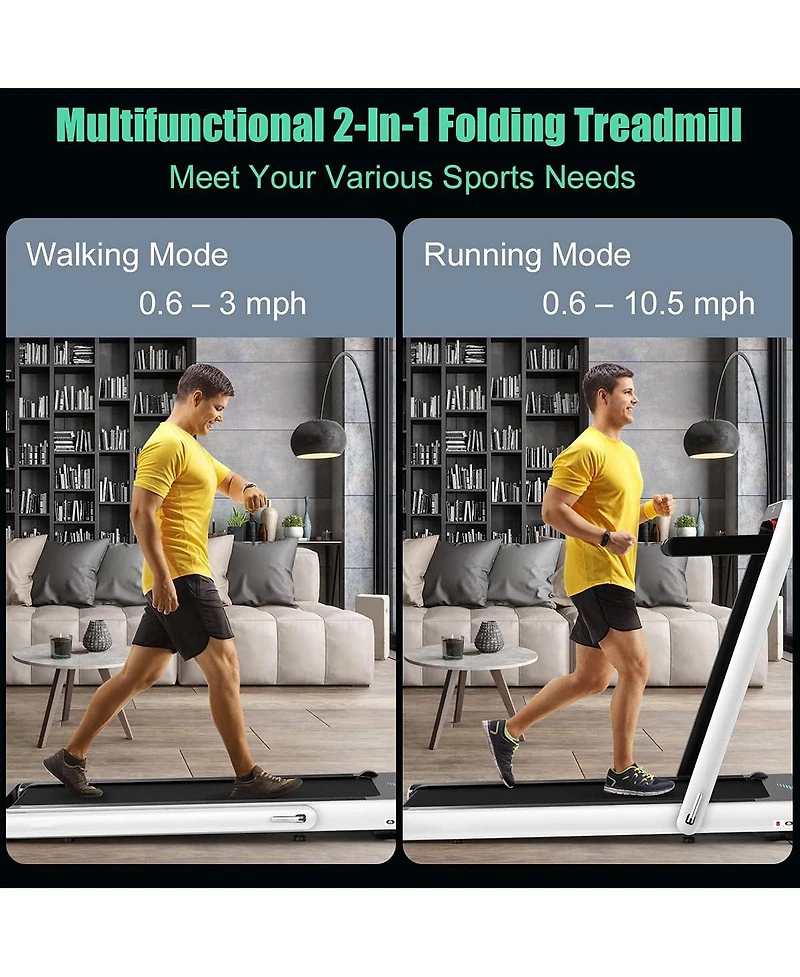 4.75HP 2 In 1 Folding Walking Pad Treadmill with Remote App Control