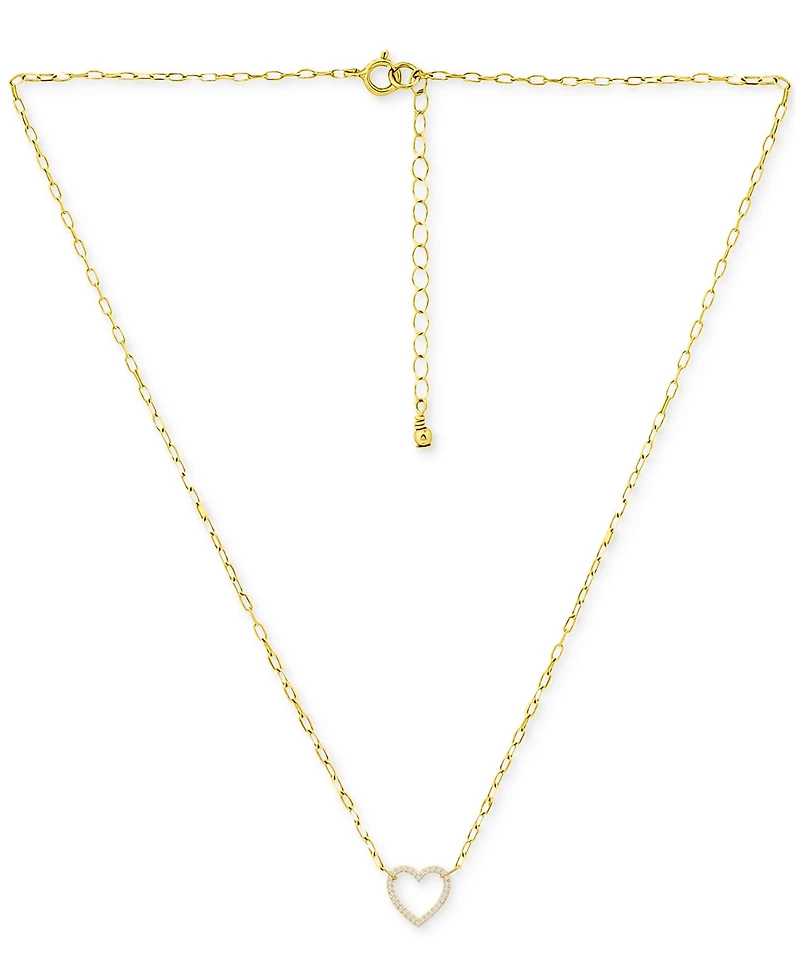 Giani Bernini Cubic Zirconia Heart Pendant Necklace, 16" + 2" extender, Exclusively at Macy's