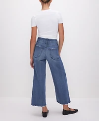 Good American Women's Waist Palazzo Cropped Jeans