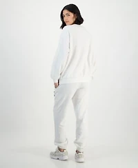 Madden Girl Juniors Patch Crewneck Fleece Sweatshirt Patchwork Fleece Jogger Sweatpants