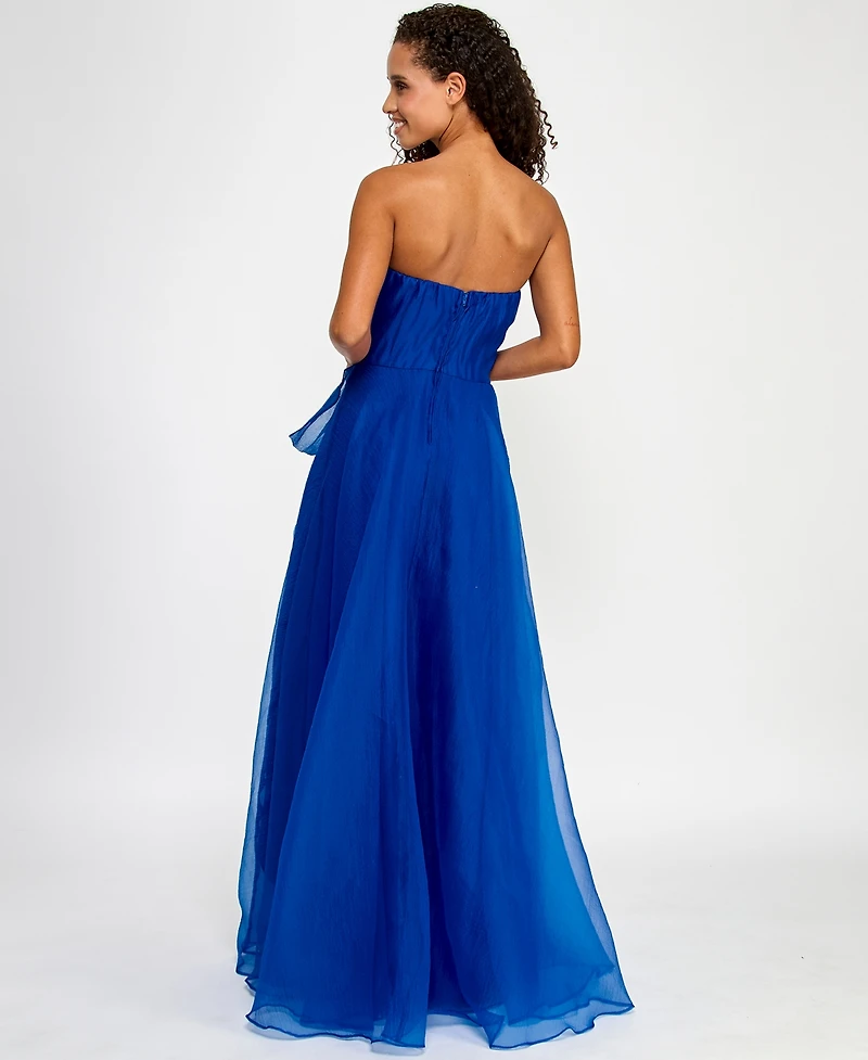B Darlin Juniors' Asymmetric Drape Strapless Ball Gown, Created for Macy's