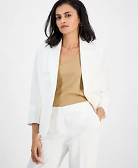 Kasper Women's Linen Blend Notched-Collar 3/4-Sleeve Jacket, Regular & Petite