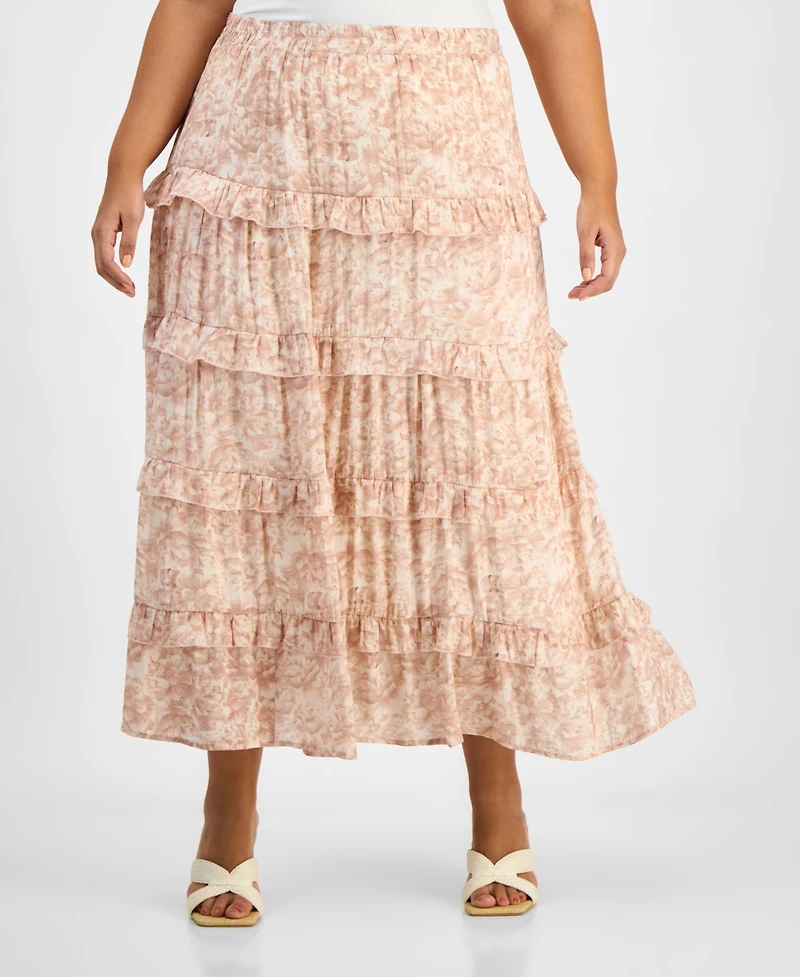 And Now This Trendy Plus Tiered Floral Maxi Skirt, Exclusively at Macy's