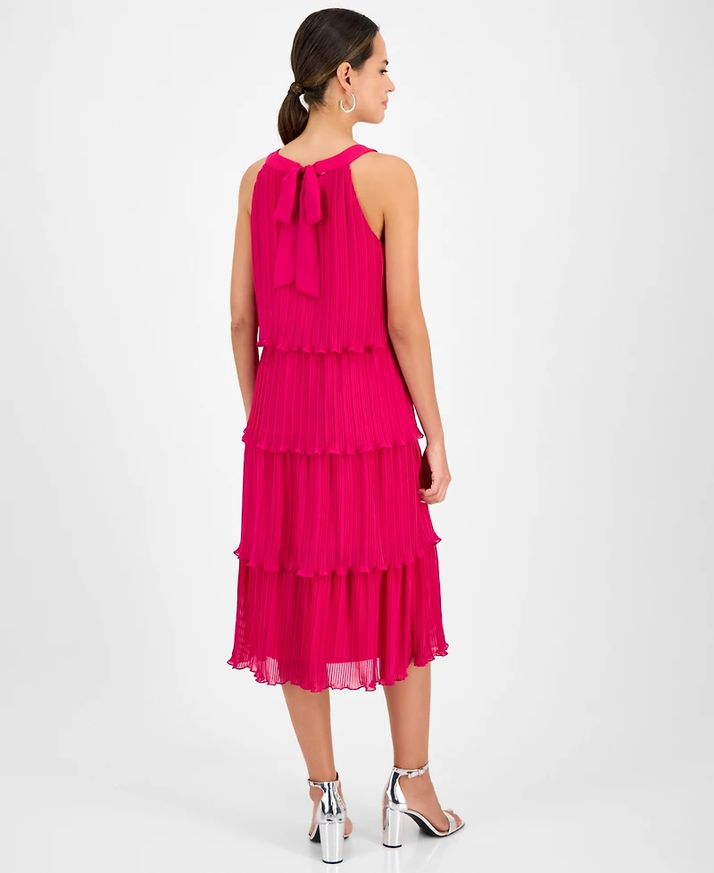 Robbie Bee Women's Round-Neck Sleeveless Tiered Dress