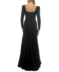 Taylor Women's Rhinestone-Trim Long-Sleeve Gown