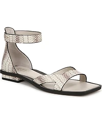 Franco Sarto Women's Elisa Open Square Toe Ankle Strap Flat Sandals