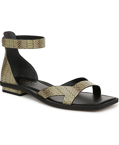 Franco Sarto Women's Elisa Open Square Toe Ankle Strap Flat Sandals