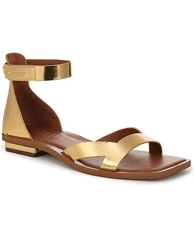 Franco Sarto Women's Elisa Open Square Toe Ankle Strap Flat Sandals