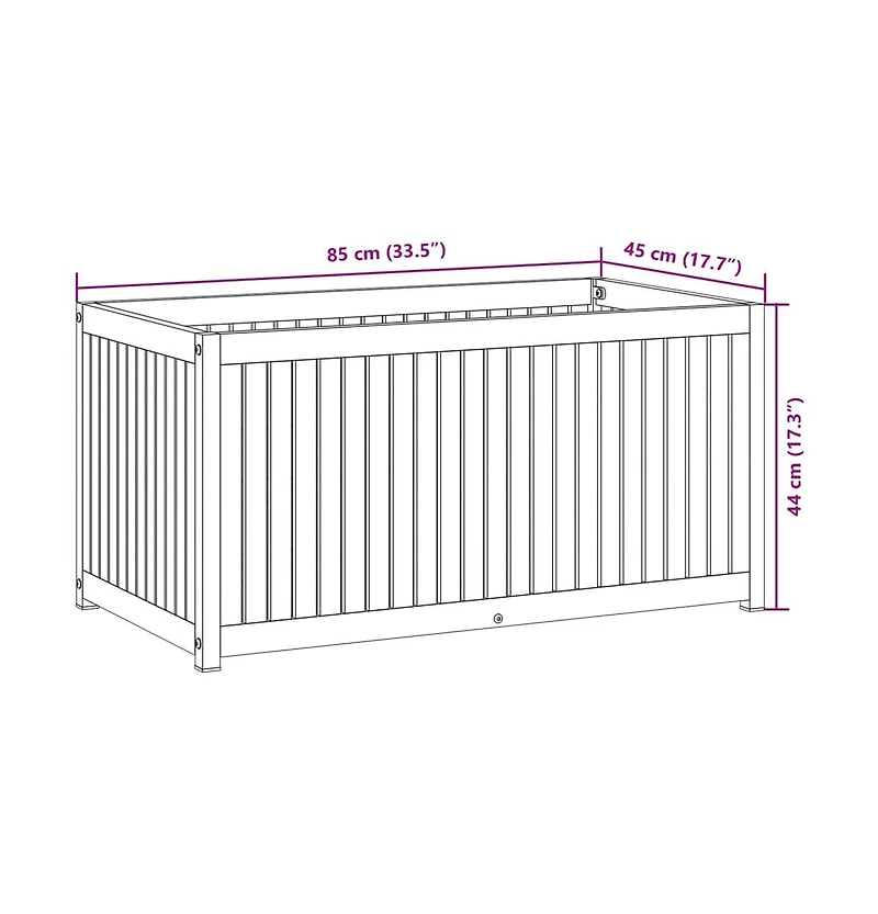 Garden Planter 33.5"x17.7"x17.3" Solid Wood Acacia and Steel