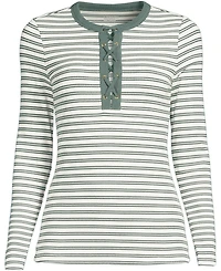 Lands' End Women's Polished Rib Tie Henley Top