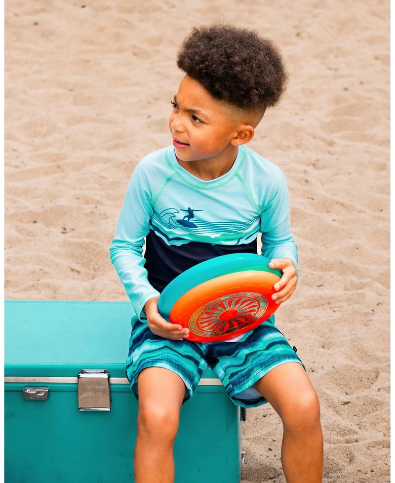 Deux par Deux Boy Printed Boardshorts Blue Wave And Black - Toddler|Child