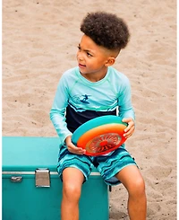 Deux par Deux Boy Printed Boardshorts Blue Wave And Black - Toddler|Child