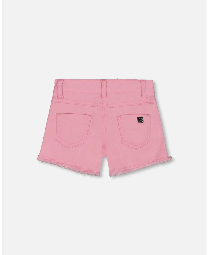 Deux par Deux Toddler Girls Jean Short With Embroidery Pink And Multicolored Gummies - Toddler|Child