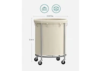 Songmics Home Laundry Basket with Wheels – 45-Gallon Rolling Laundry Hamper with Steel Frame, Cream and Silver