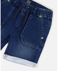 Deux par Deux Toddler Boys French Terry Denim Short Dark Denim Blue - Toddler|Child