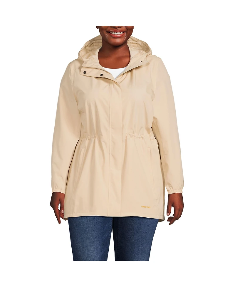 Lands' End Women's Plus Squall Packable Waterproof Raincoat