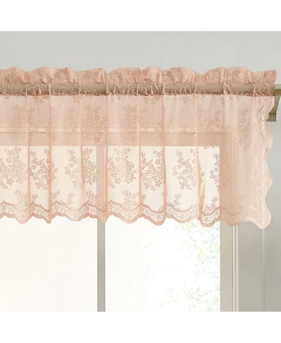 Hlc.me Jolene Floral Rod Pocket Lace Semi Sheer Voile Short Valance for Small