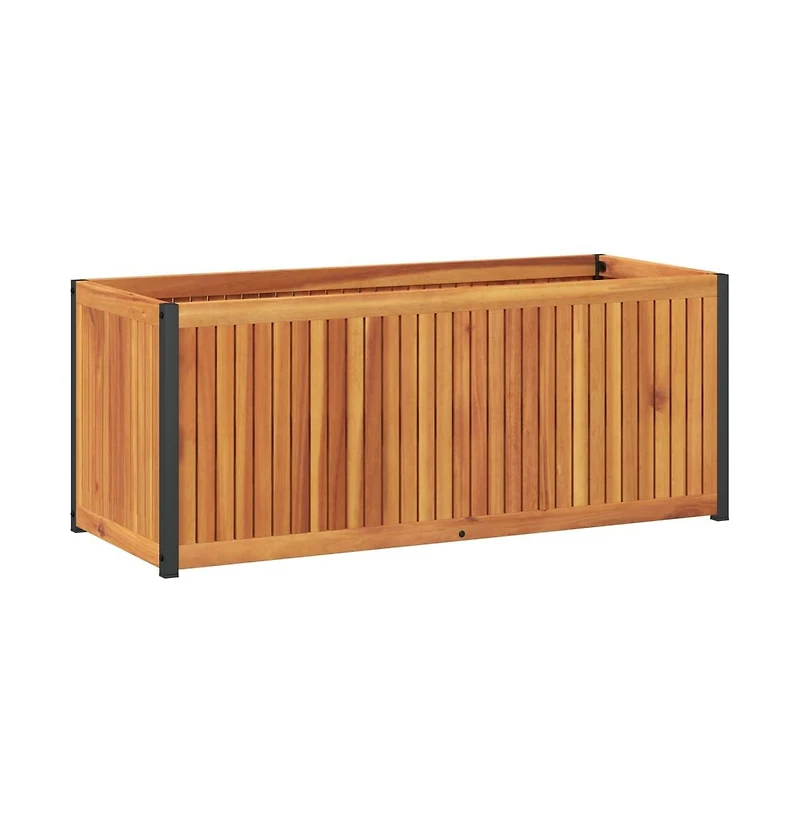 Garden Planter 43.3"x17.7"x17.3" Solid Wood Acacia and Steel