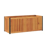 Garden Planter 43.3"x17.7"x17.3" Solid Wood Acacia and Steel
