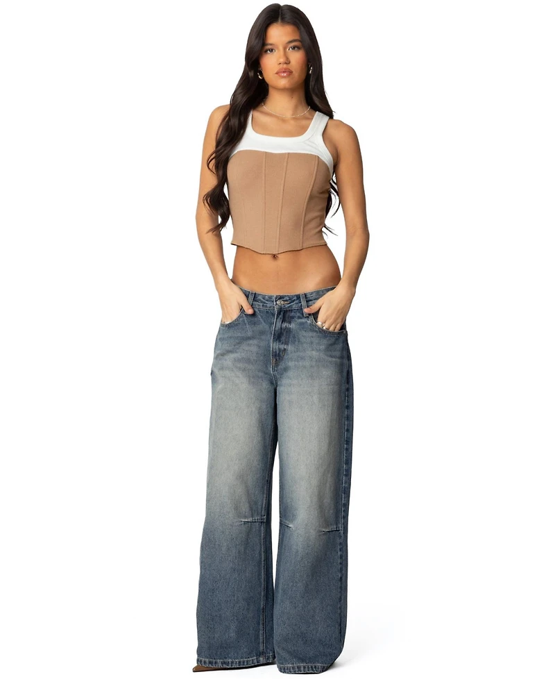 Edikted Womens Ila Contrast Layered Corset