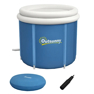 Outsunny Portable Cold Plunge Tub, Ice Bath Tub with Thermo Lid, Dark