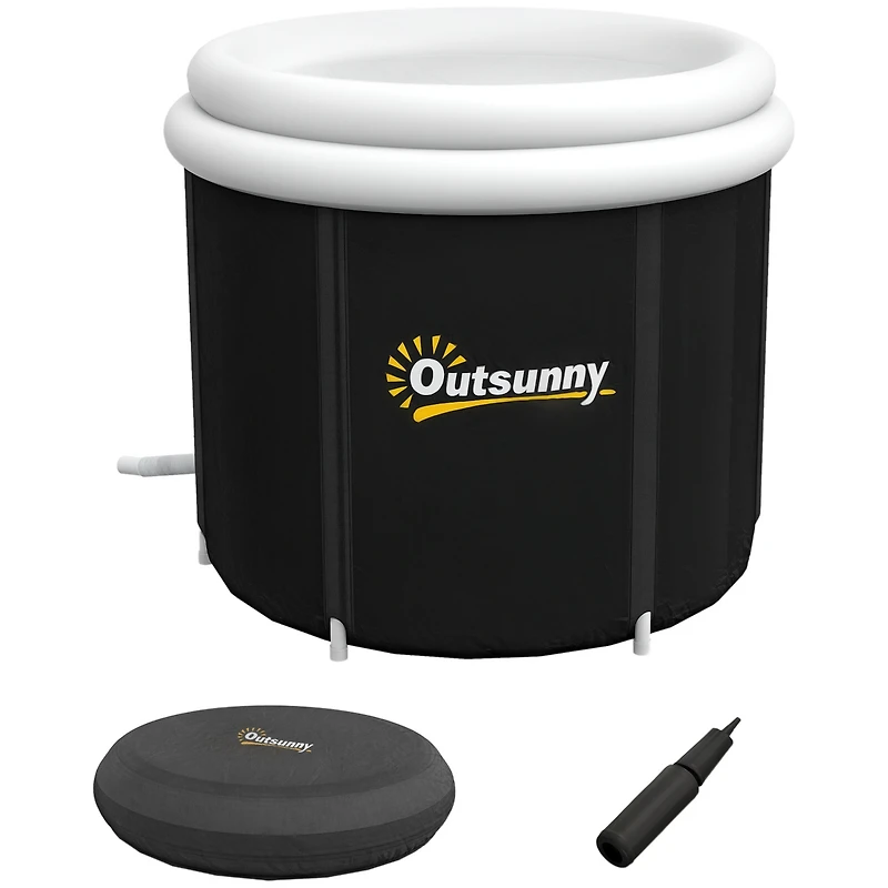 Outsunny Portable Cold Plunge Tub, Ice Bath Tub with Thermo Lid, Dark