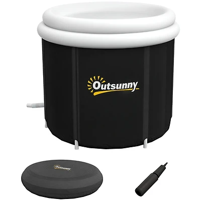 Outsunny Portable Cold Plunge Tub, Ice Bath Tub with Thermo Lid, Dark