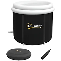 Outsunny Portable Cold Plunge Tub, Ice Bath Tub with Thermo Lid, Dark
