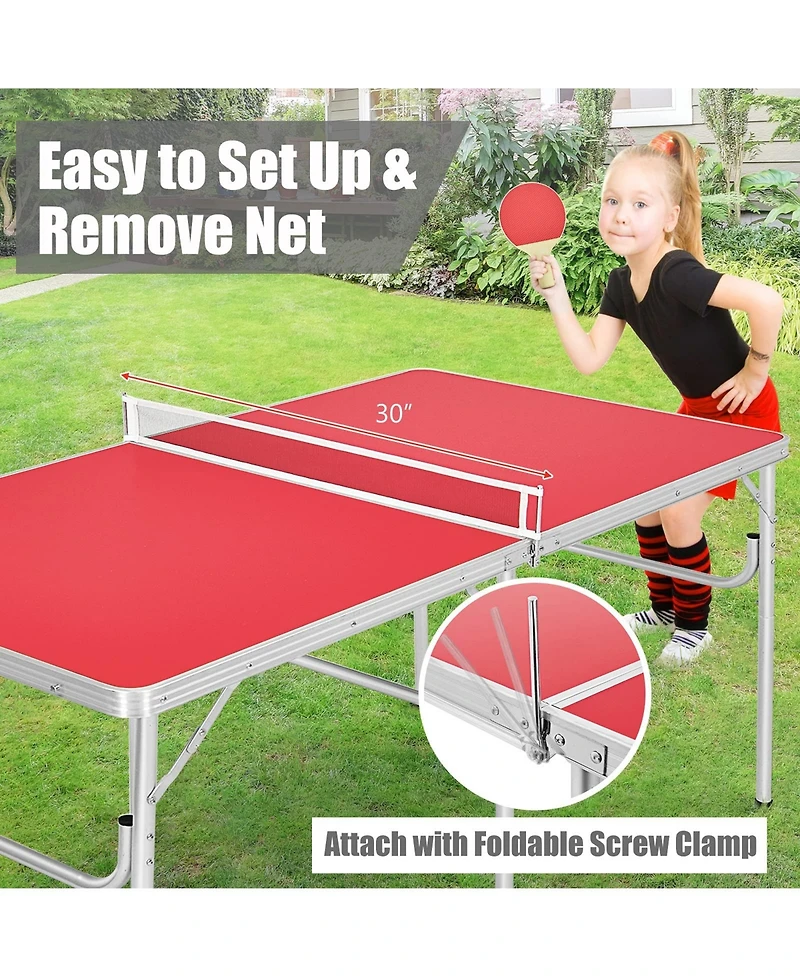60 Inch Portable Tennis Ping Pong Folding Table with Accessories