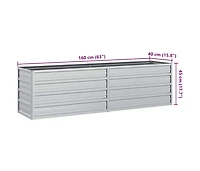 Garden Raised Bed 63"x15.7"x17.7" Galvanized Steel Silver