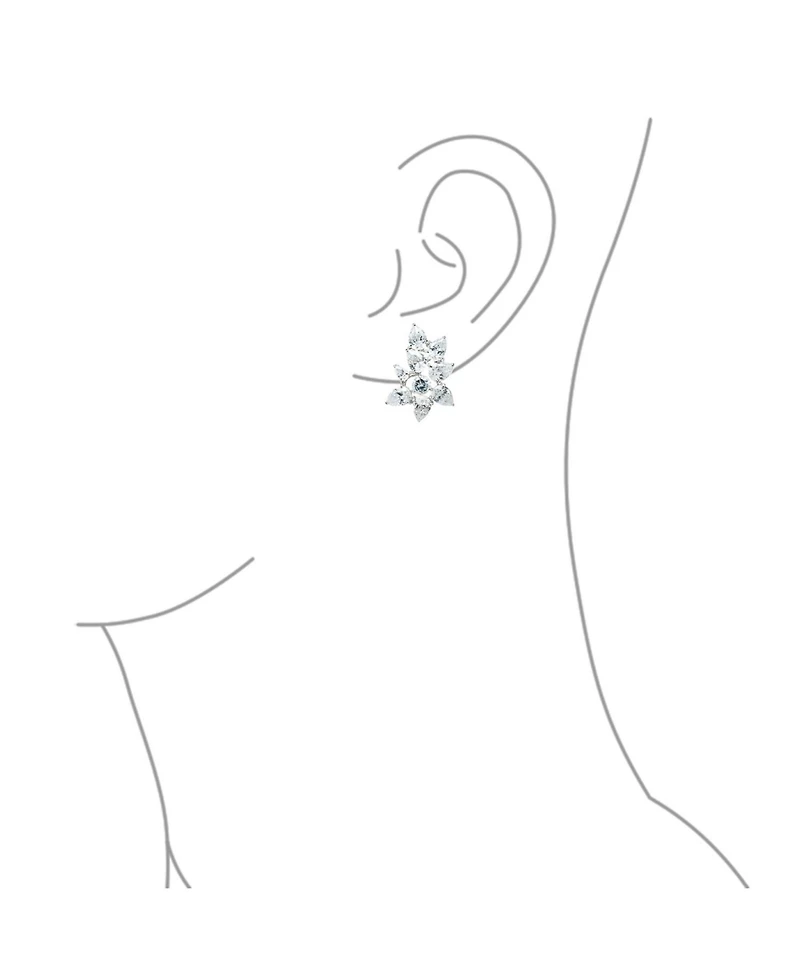 Bling Jewelry Elegant Marquise Leaf Cz Clip-On Earrings s and Proms Silver Plated