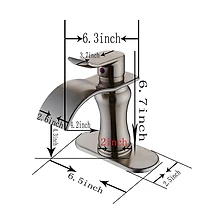 Waterfall Single Hole Single-Handle Low-Arc Bathroom Faucet With Pop-up Drain Assembly in Brushed Nickel