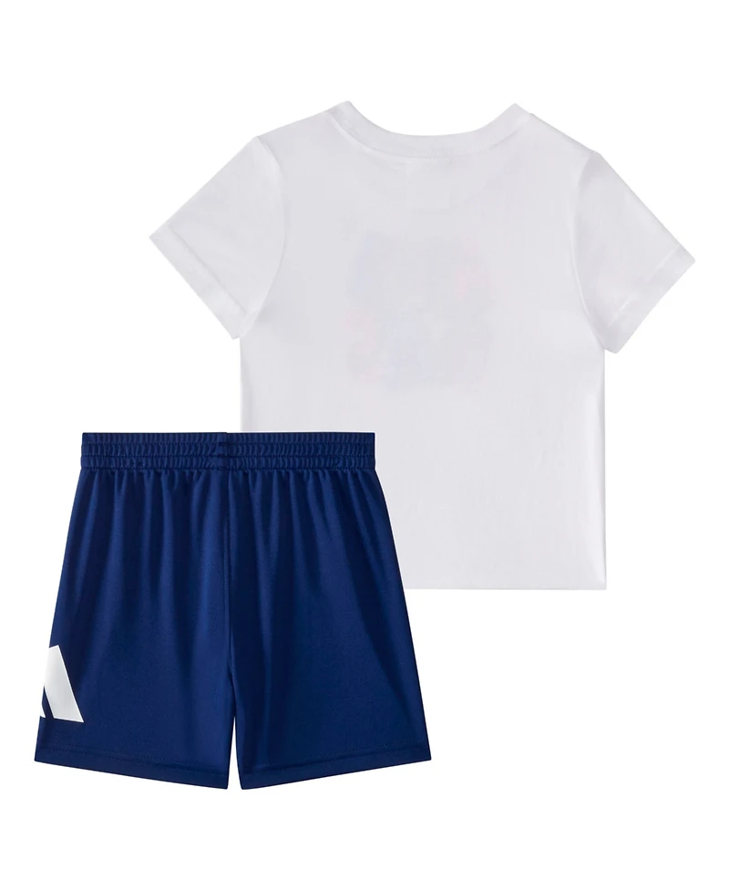 Adidas Baby Boys 2-Piece Short Sleeve T-Shirt and Elastic Waistband Logo Shorts Set