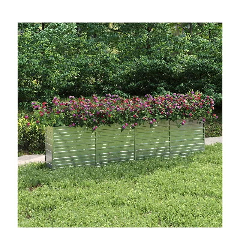 Garden Raised Bed 126"x15.7"x30.3" Galvanized Steel Silver