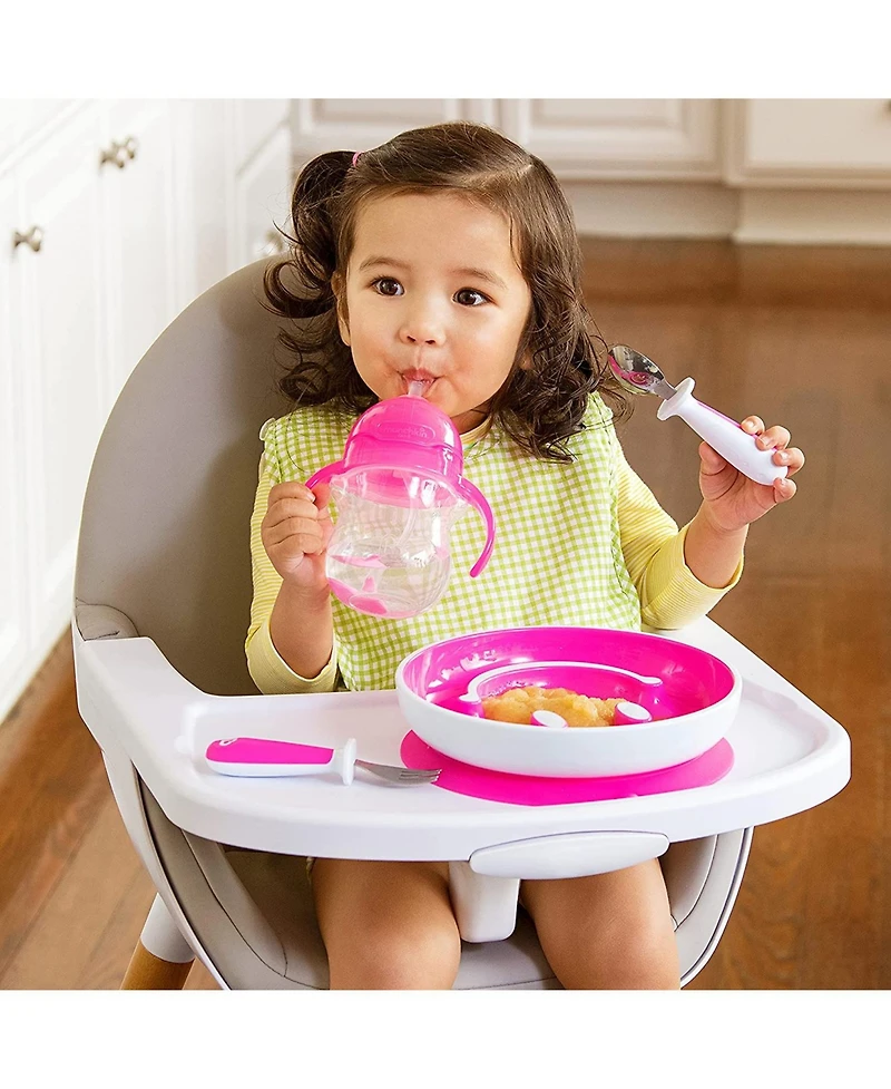 Munchkin Toddler 4 piece Be Happy Dining Set, Pink