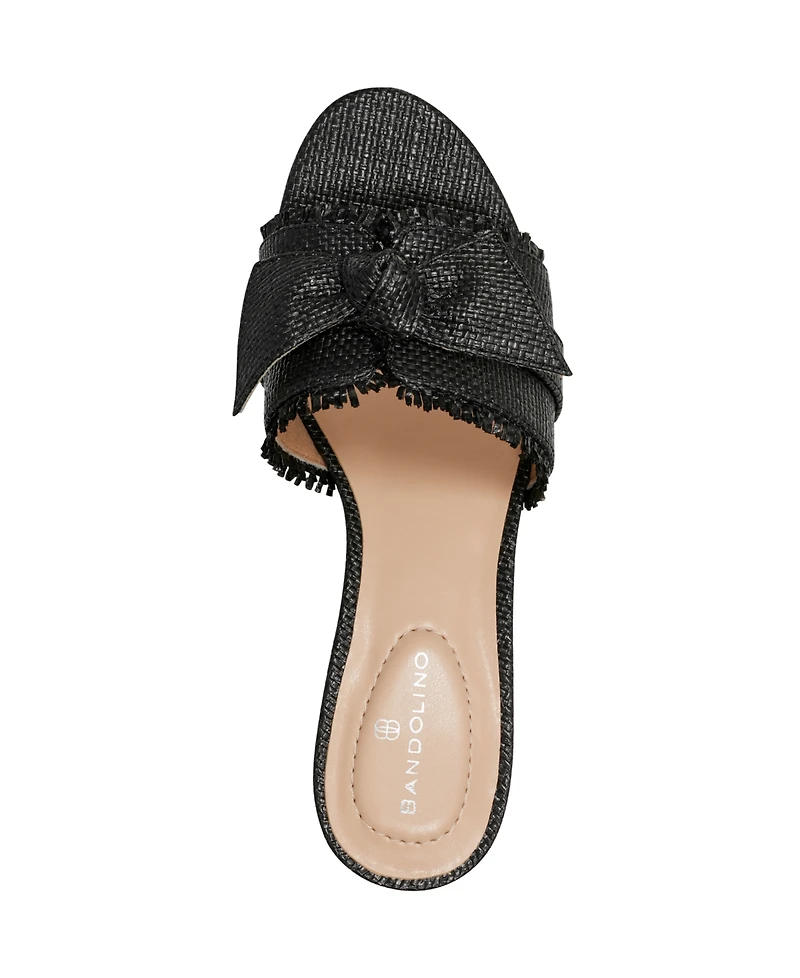 Bandolino Women's Arden Raffia Knotted Bow Block Heel Sandals