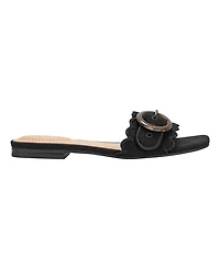 Bandolino Women's Silla Scallop Buckle Flat Slide Sandals