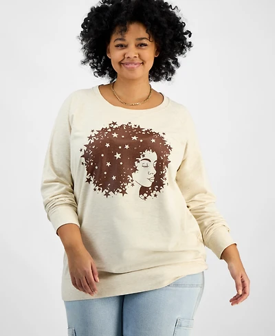 Hybrid Apparel Trendy Plus Star Afro Graphic Top
