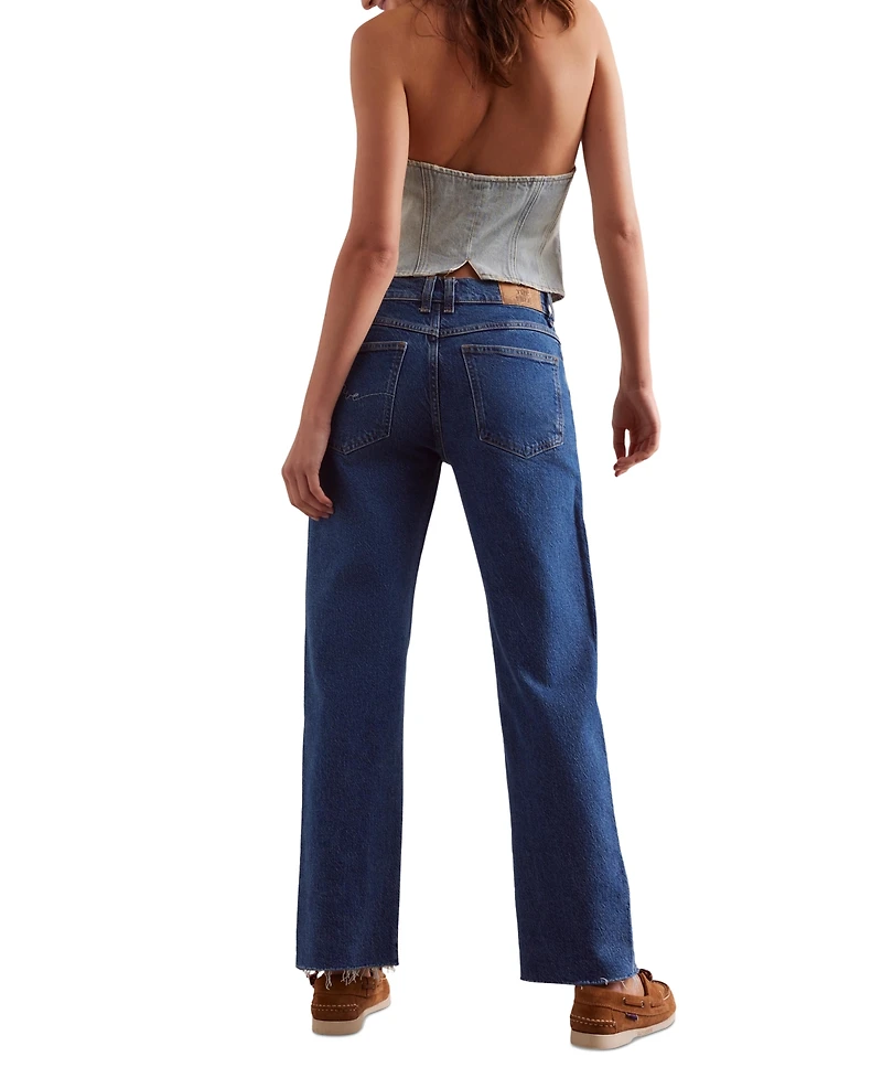 Free People Women's Risk Taker Mid-Rise Straight-Leg Jeans