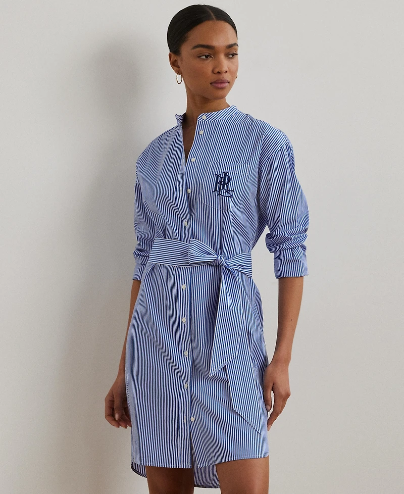 Lauren Ralph Lauren Women's Striped Belted Broadcloth Shirtdress