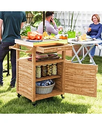 Outsunny Grill Cart, Stainless Steel Top Kitchen Island with Drawer,