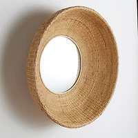 39.5"H x 11"D x 39.5"H Shyla Natural Framed Round Decorative Wall Mirror