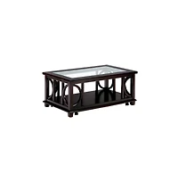 Panama Brown Contemporary Wood and Glass Coffee Table