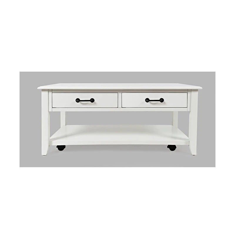 North Fork Acacia 2 Drawer Coffee Table with Casters