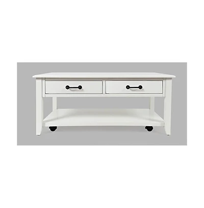 North Fork Acacia 2 Drawer Coffee Table with Casters
