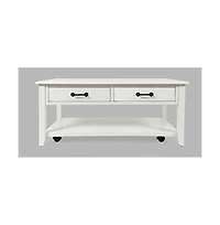 North Fork Acacia 2 Drawer Coffee Table with Casters