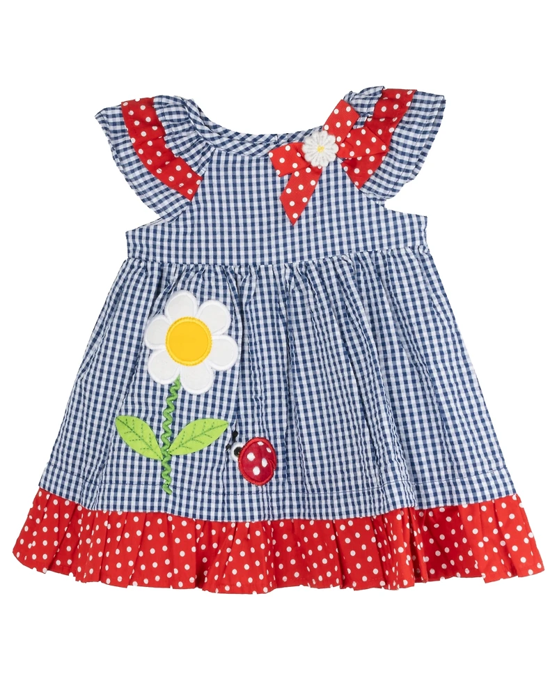 Rare Editions Baby Girls Lady Bug Seersucker Dress